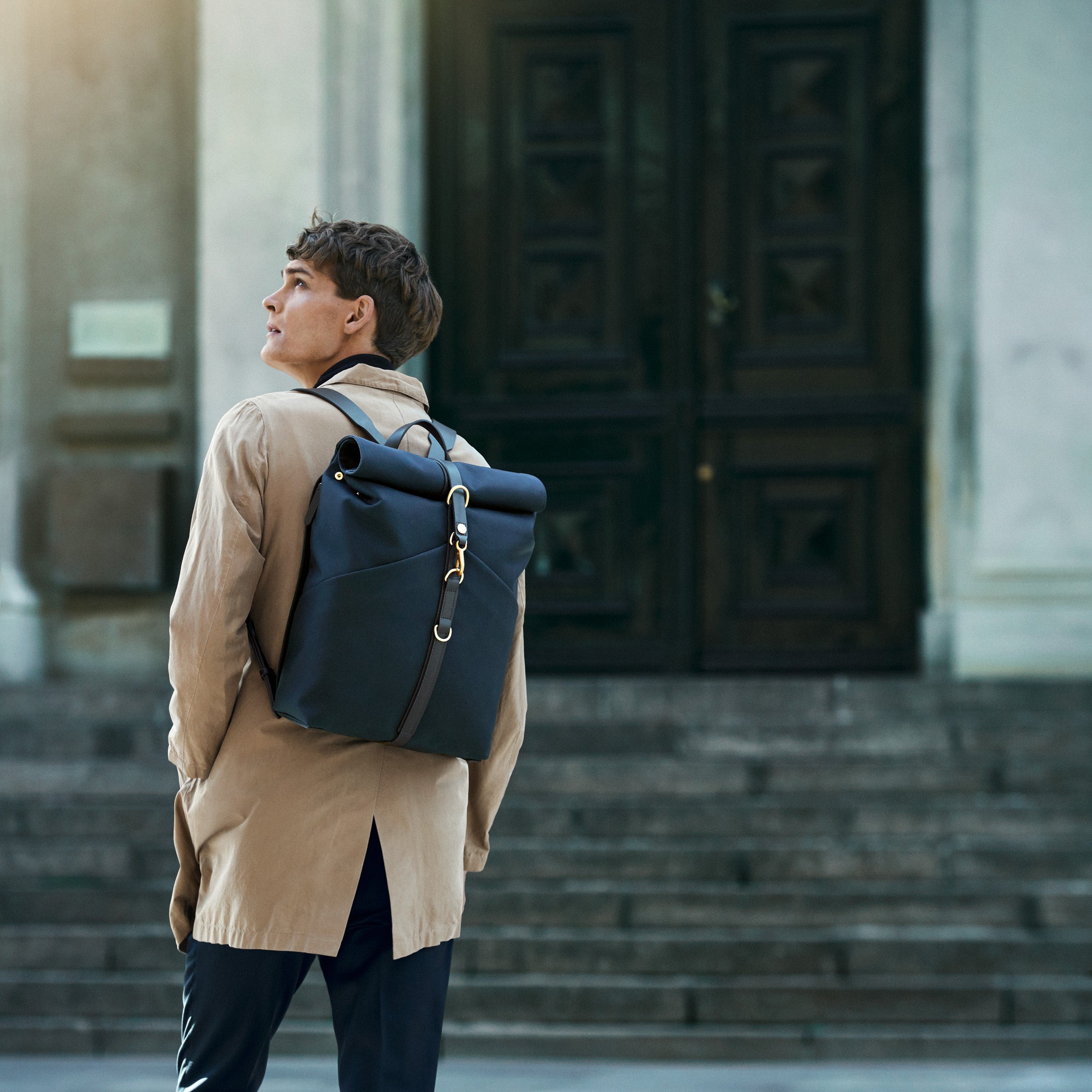 M/S Rucksack, Navy/Dark Brown – Everyday Nylon Backpack Mismo