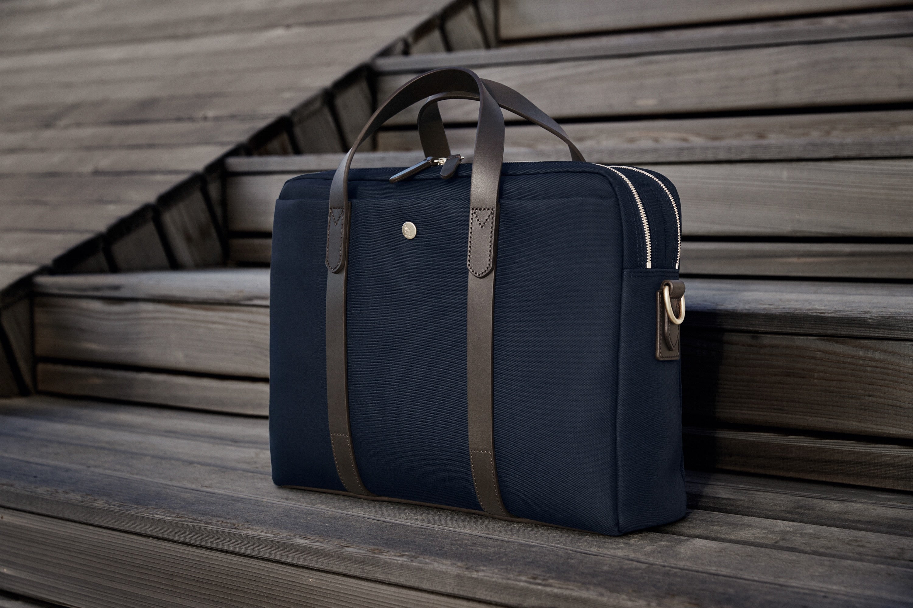 M/S Endeavour, Navy/Dark Brown – Recycled-Nylon Briefcase Mismo