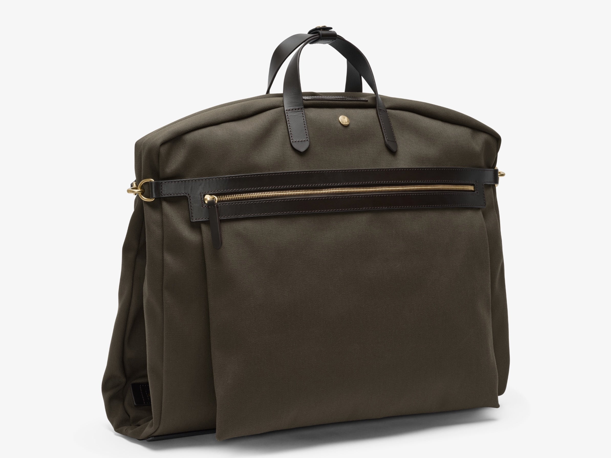 M/S Suit Carrier, Army/Dark Brown – Canvas Travel Garment Bag