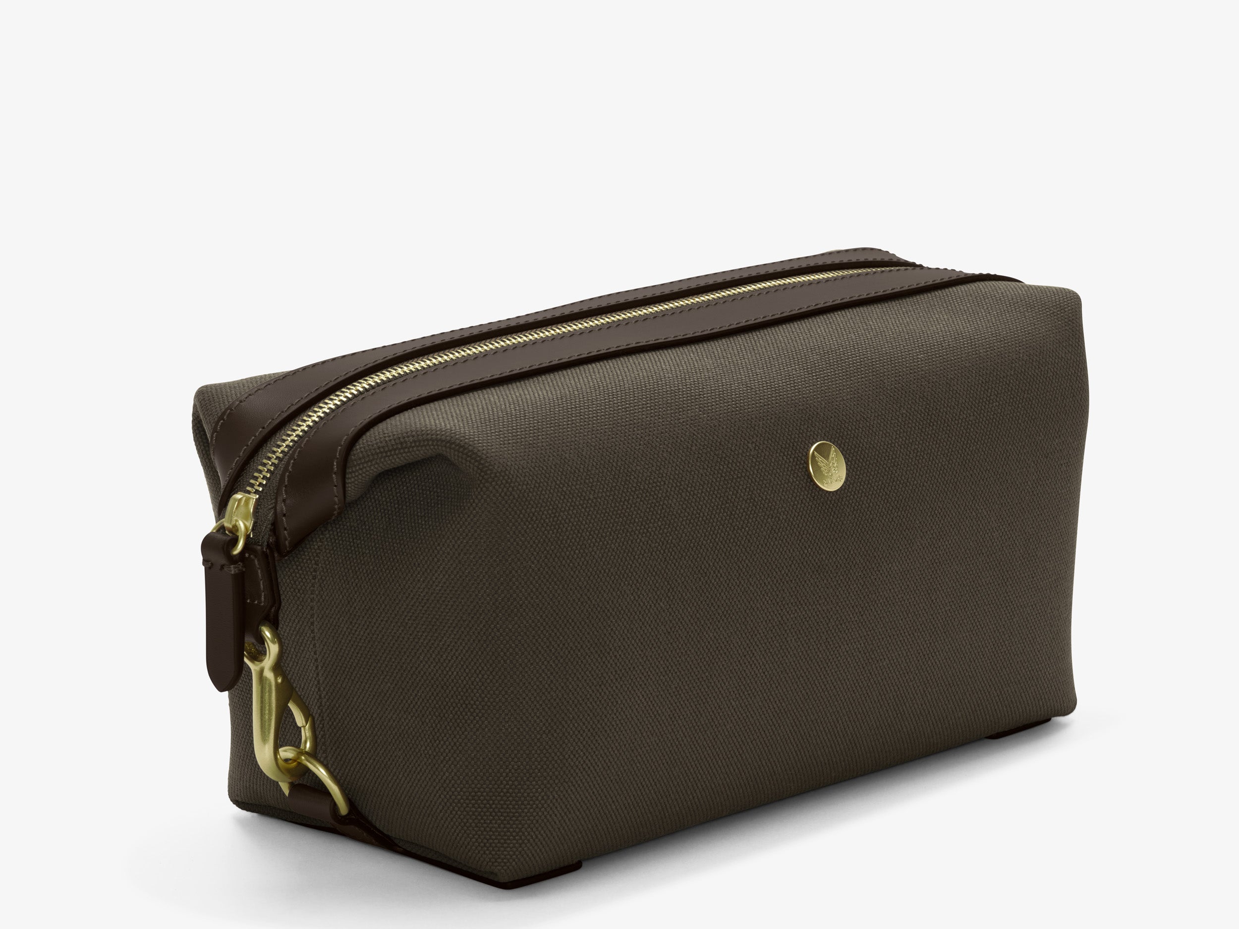 M/S Washbag, Army/Dark Brown – Canvas Toiletry Bag Mismo – Mismo