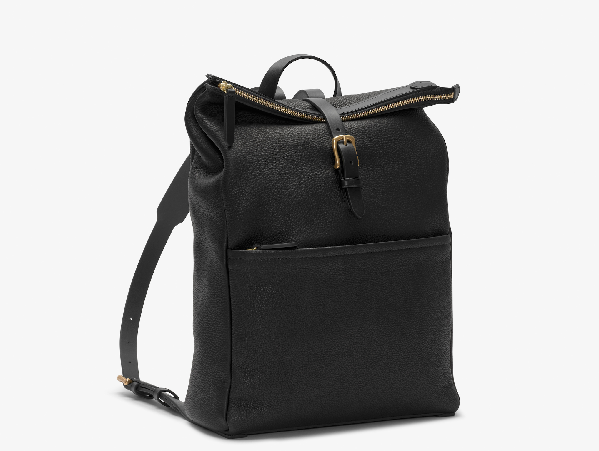 Leather Roll Top Backpack | Black Leather | Danish Design – Mismo ...