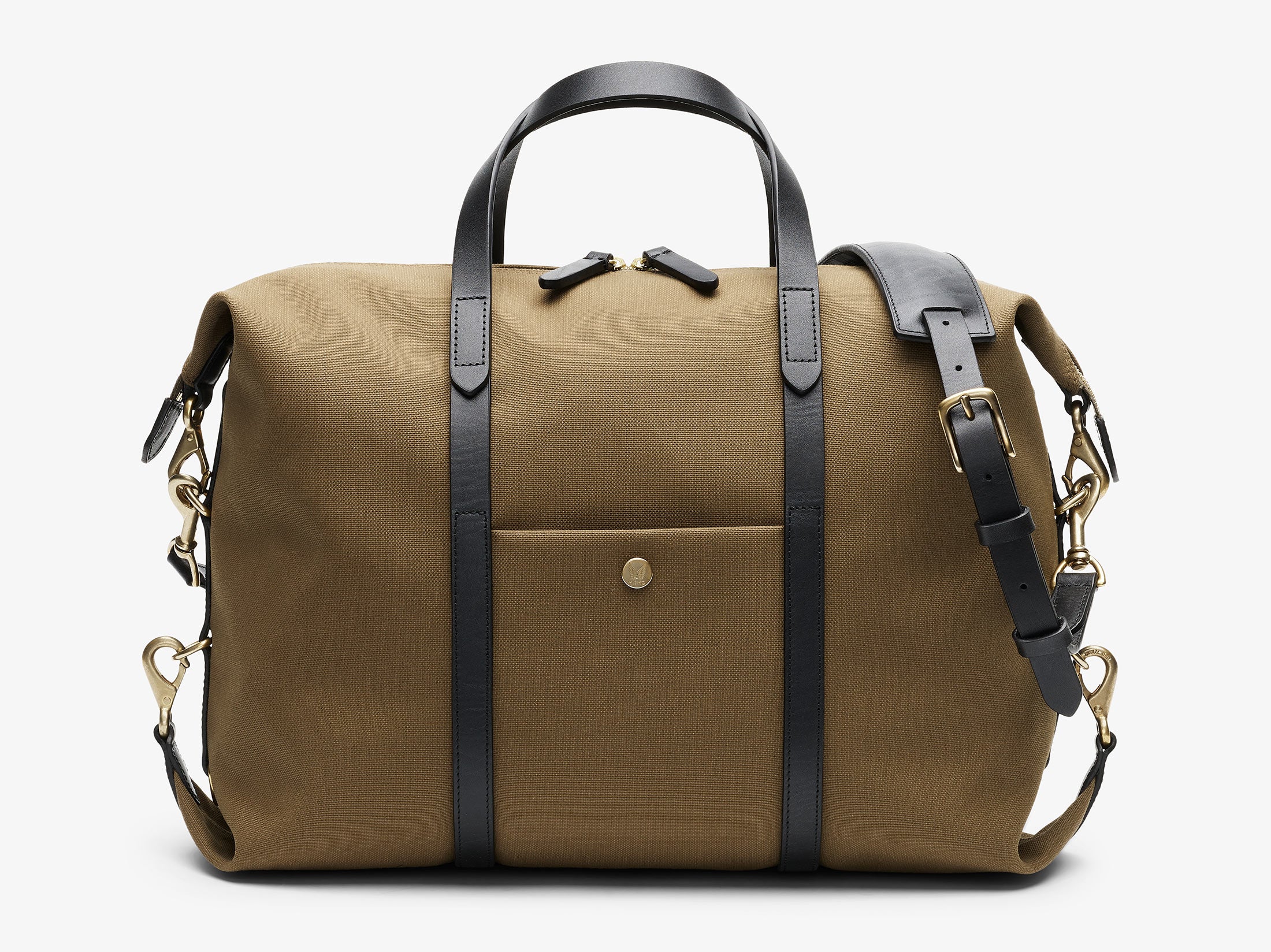 Khaki utility bag with bridle leather for men – Mismo Copenhagen